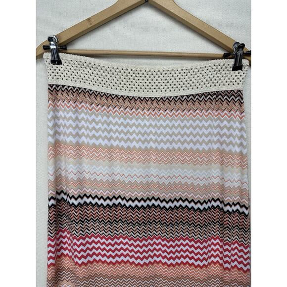 Maxi Skirt XL W/ Wide Waist Band Stretch Zig Zag Stripes Boho Hippie Whimsy - Picture 2 of 9